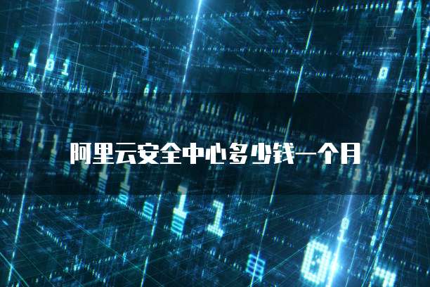 阿里云安全中心多少钱一个月