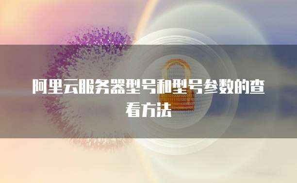 阿里云服务器型号和型号参数的查看方法