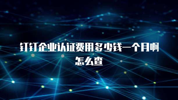 钉钉企业认证费用多少钱一个月啊怎么查