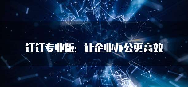 钉钉专业版:让企业办公更高效