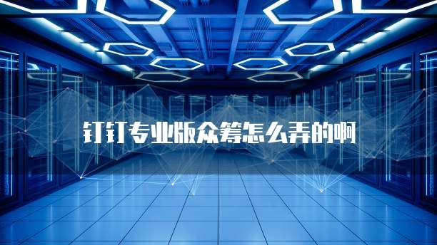 钉钉专业版众筹怎么弄的啊
