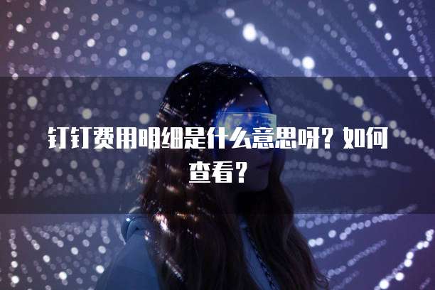 钉钉费用明细是什么意思呀?如何查看?