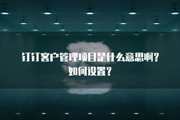 钉钉客户管理项目是什么意思啊?如何设置?