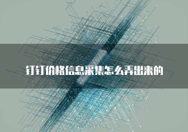 钉钉价格信息采集怎么弄出来的