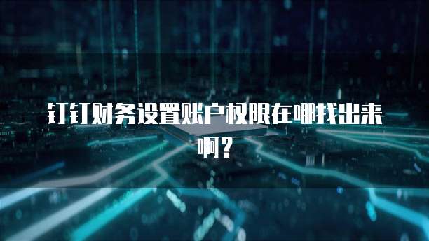 钉钉财务设置账户权限在哪找出来啊？