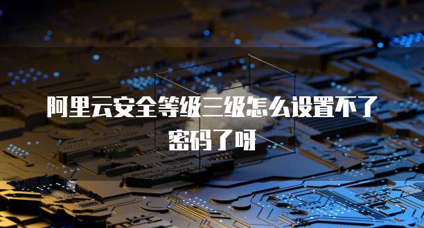 阿里云安全等级三级怎么设置不了密码了呀