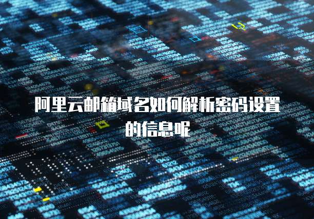 阿里云邮箱域名如何解析密码设置的信息呢