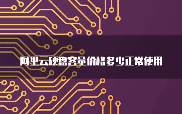 阿里云硬盘容量价格多少正常使用