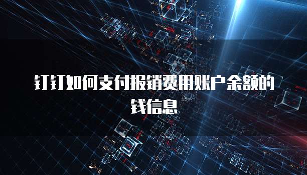 钉钉如何支付报销费用账户余额的钱信息
