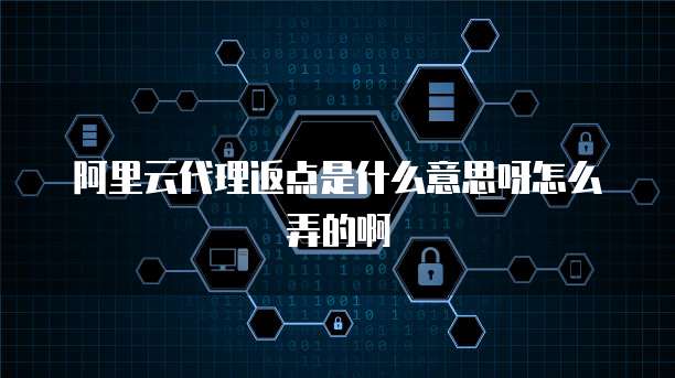 阿里云代理返点是什么意思呀怎么弄的啊