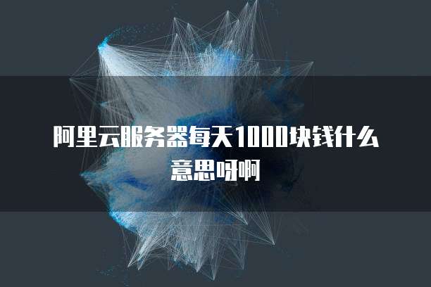 阿里云服务器每天1000块钱什么意思呀啊