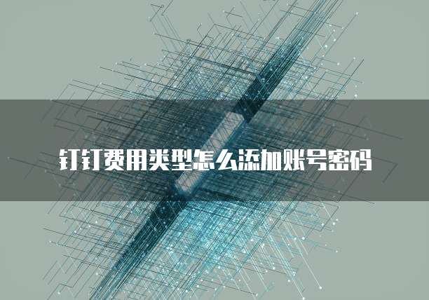 钉钉费用类型怎么添加账号密码