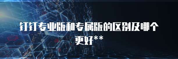 钉钉专业版和专属版的区别及哪个更好**
