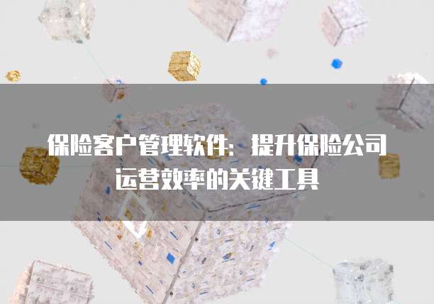 保险客户管理软件:提升保险公司运营效率的关键工具