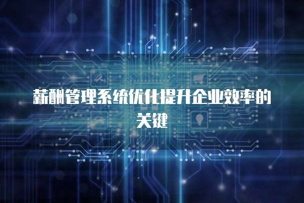 薪酬管理系统优化提升企业效率的关键