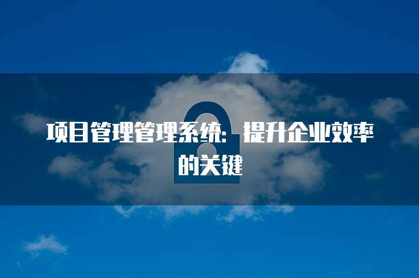 项目管理管理系统:提升企业效率的关键