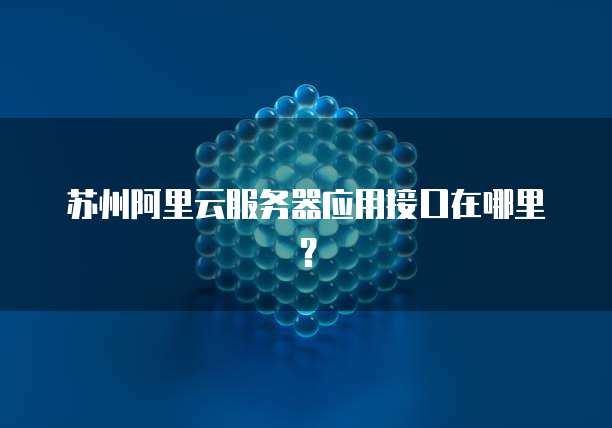 苏州阿里云服务器应用接口在哪里?