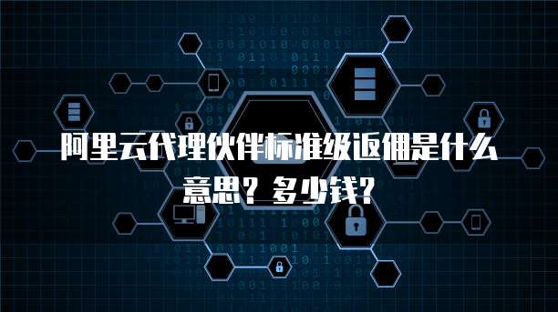 阿里云代理伙伴标准级返佣是什么意思?多少钱?