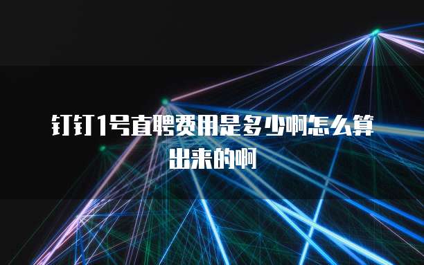 钉钉1号直聘费用是多少啊怎么算出来的啊