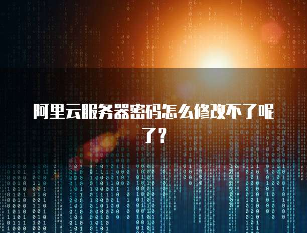 阿里云服务器密码怎么修改不了呢了?