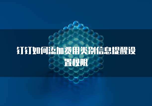 钉钉如何添加费用类别信息提醒设置权限