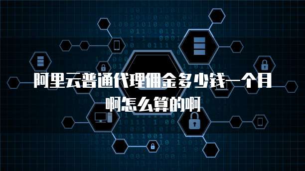 阿里云普通代理佣金多少钱一个月啊怎么算的啊