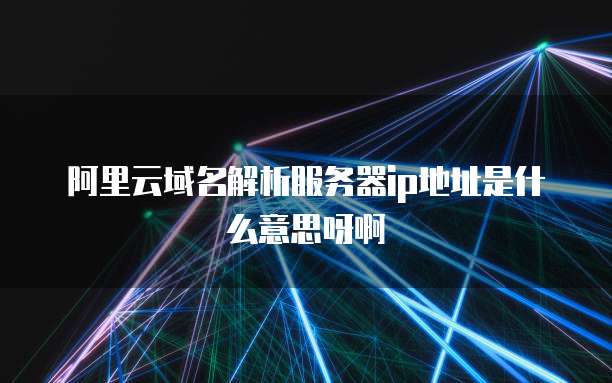 阿里云域名解析服务器ip地址是什么意思呀啊