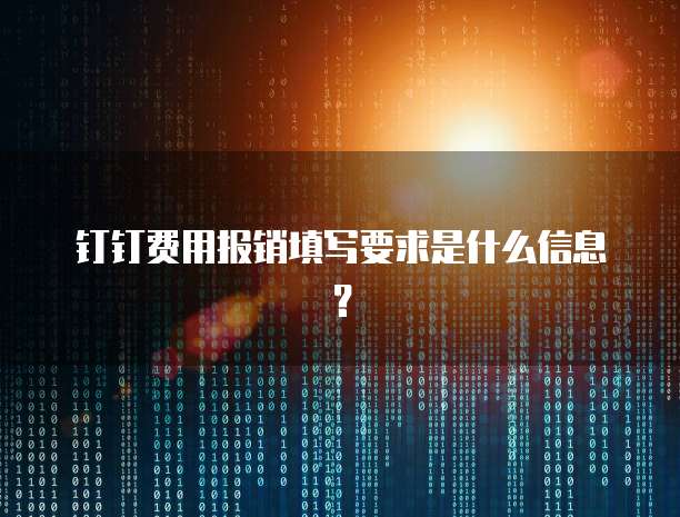 钉钉费用报销填写要求是什么信息？