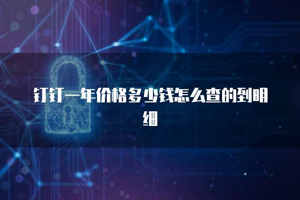 钉钉一年价格多少钱怎么查的到明细