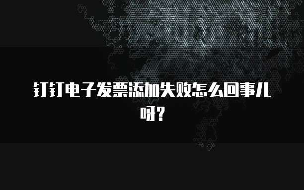 钉钉电子发票添加失败怎么回事儿呀?