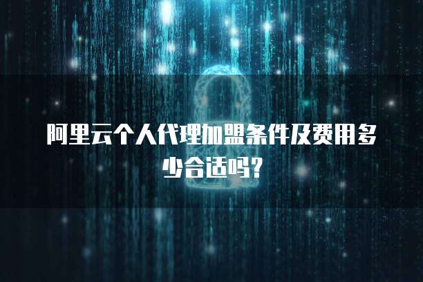 阿里云个人代理加盟条件及费用多少合适吗?