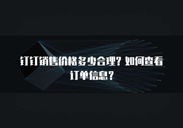 钉钉销售价格多少合理？如何查看订单信息？