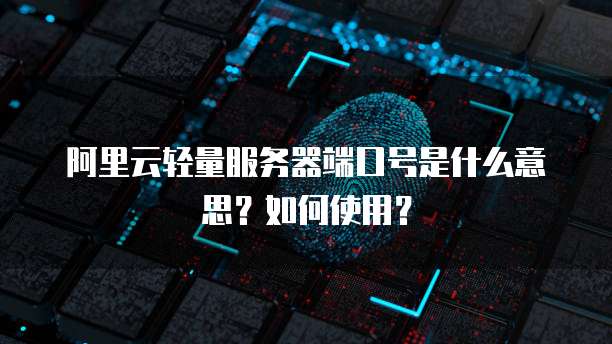 阿里云轻量服务器端口号是什么意思?如何使用?