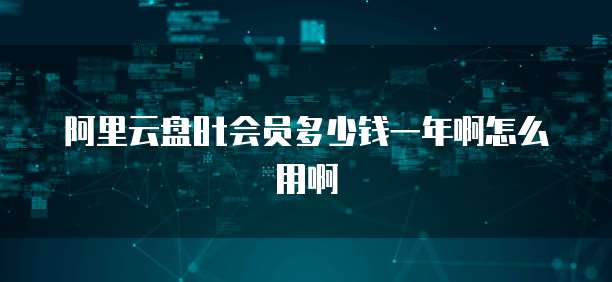 阿里云盘8t会员多少钱一年啊怎么用啊