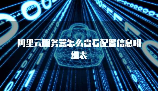 阿里云服务器怎么查看配置信息明细表
