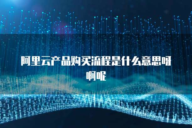 阿里云产品购买流程是什么意思呀啊呢