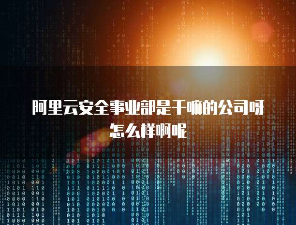 阿里云安全事业部是干嘛的公司呀怎么样啊呢