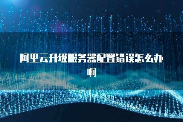 阿里云升级服务器配置错误怎么办啊