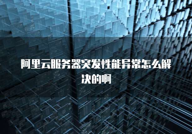 阿里云服务器突发性能异常怎么解决的啊