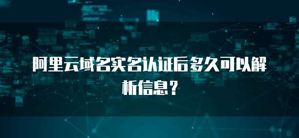 阿里云域名实名认证后多久可以解析信息?