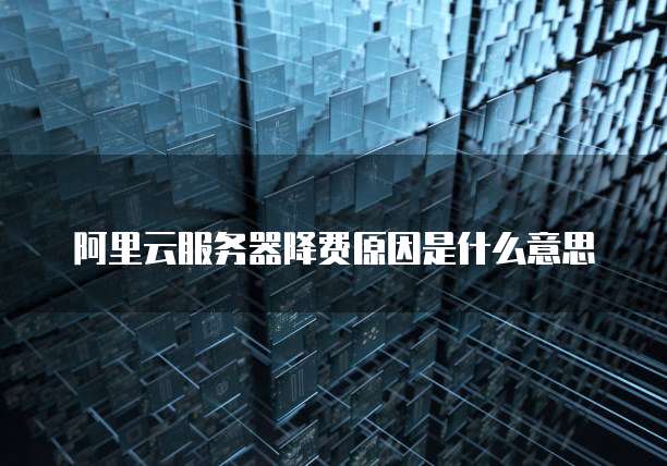阿里云服务器降费原因是什么意思