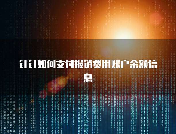 钉钉如何支付报销费用账户余额信息