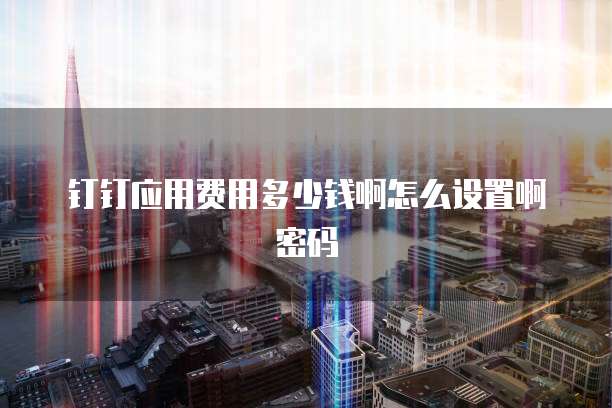 钉钉应用费用多少钱啊怎么设置啊密码