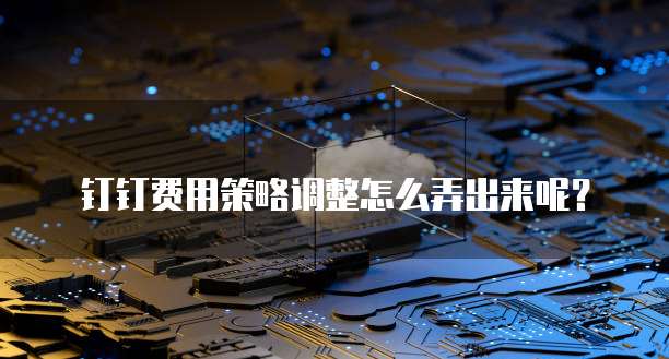 钉钉费用策略调整怎么弄出来呢?