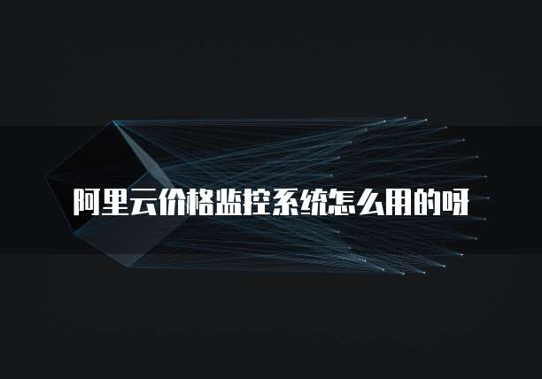 阿里云价格监控系统怎么用的呀
