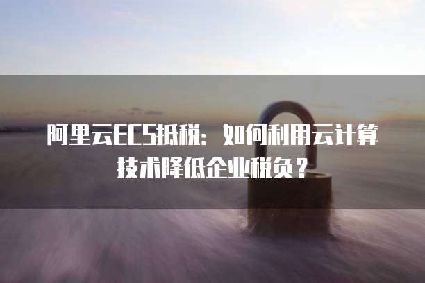 阿里云ECS抵税:如何利用云计算技术降低企业税负?