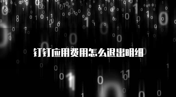 钉钉应用费用怎么退出明细