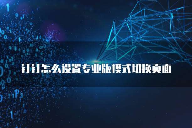 钉钉怎么设置专业版模式切换页面