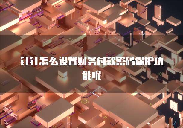 钉钉怎么设置财务付款密码保护功能呢