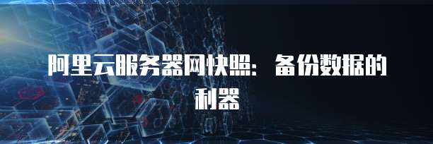 阿里云服务器网快照：备份数据的利器
